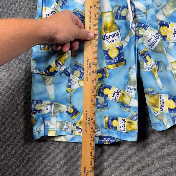 Corona Extra Swim Shorts Men's 34 Blue Beer Bottle Allover Swimwear Outdoors - Picture 3 of 10